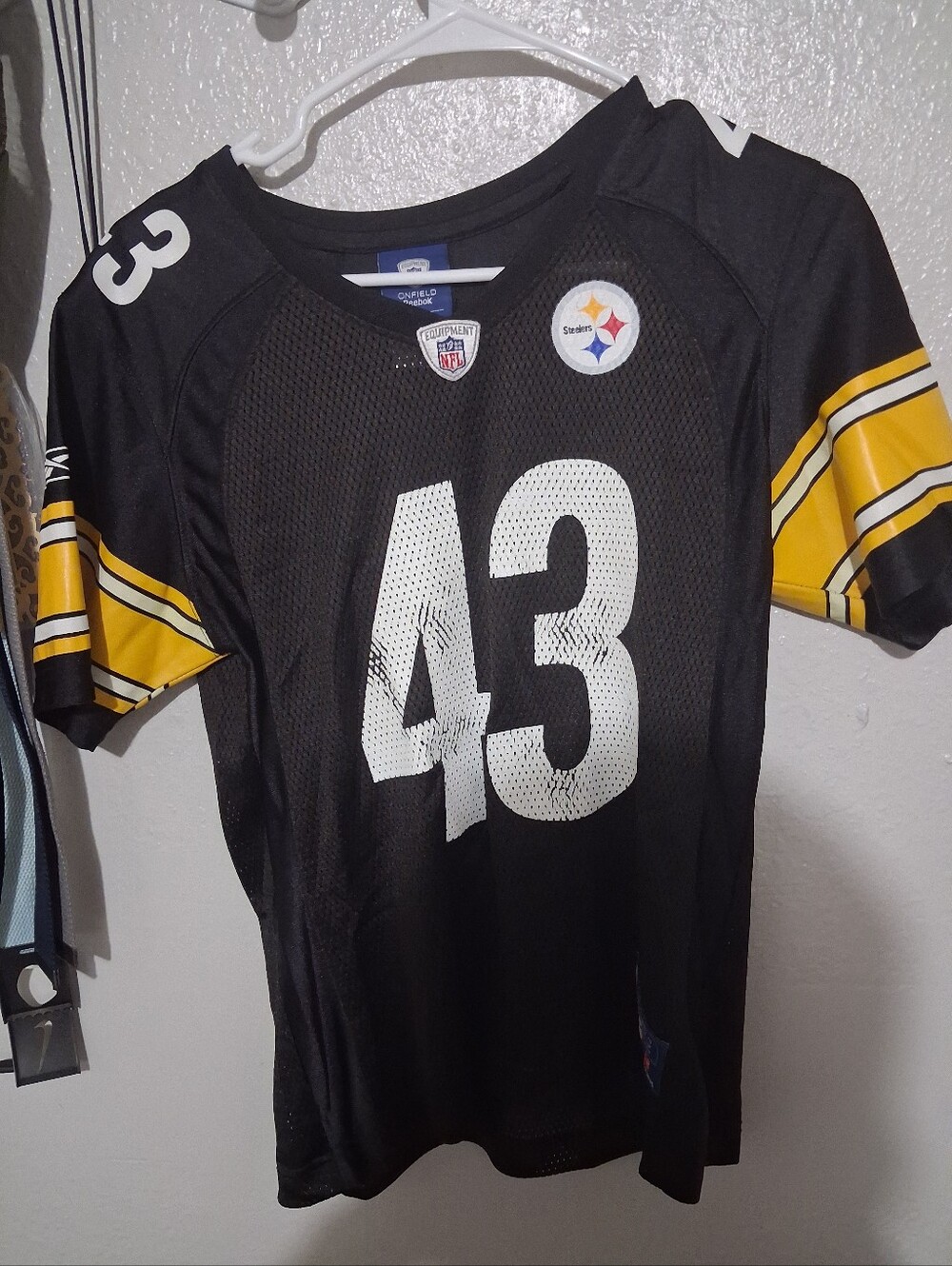 Vintage Reebok NFL Pittsburgh Steelers Troy Polamalu Jersey 43 Womens M Y2k